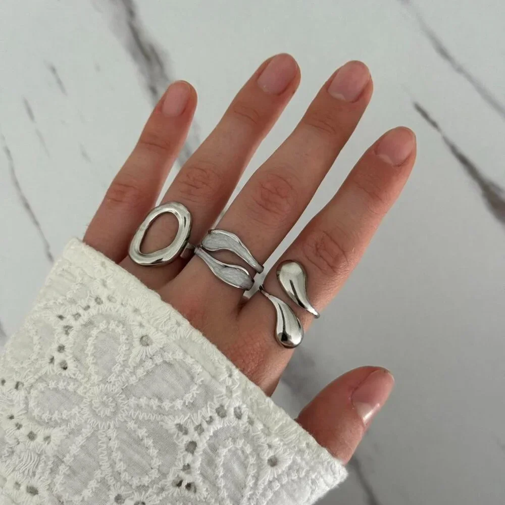 SKU:0258 set‎ silver/white rings price for set size us 5,5-9 size is adjustable